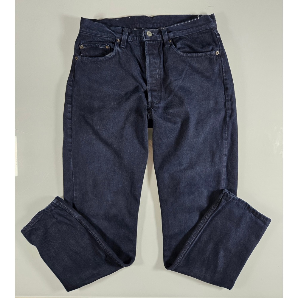Levis 501 Original Fit Button Fly Dark Wash Straight Leg Jeans Women 30x26.5